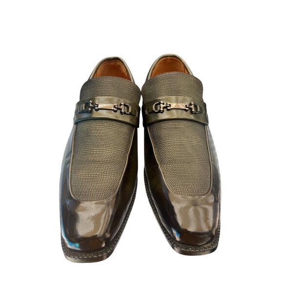 Antonio Cerrelli Mens Elite Loafers Size 10.5 Brown & Olive Textured Leather Sli - Picture 1 of 5